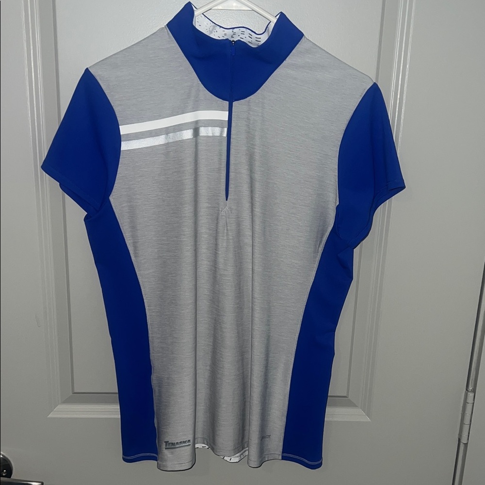 Annika Cutter & Buck Women's Blue and Gray Golf Shirt